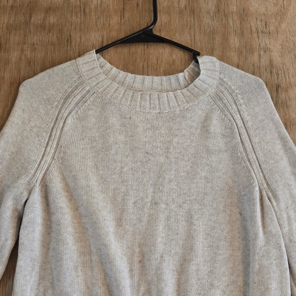 Old Navy Womens Small Oatmeal Beige Marl Raglan High Low Hem Crew Neck Sweater